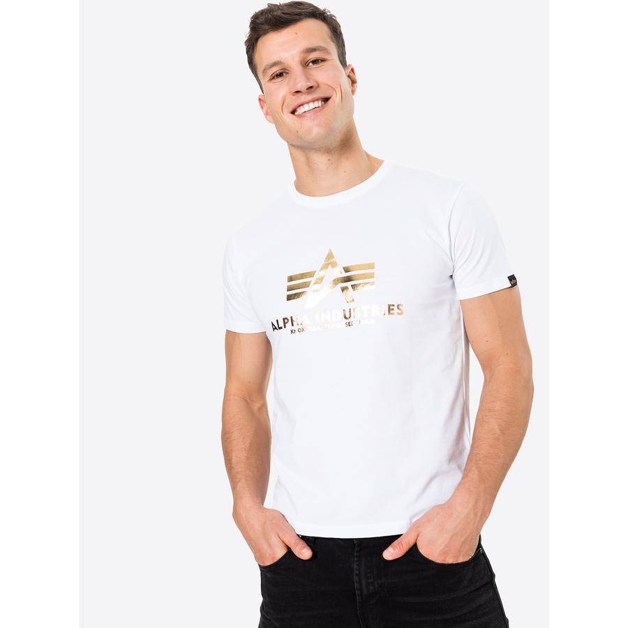 Basic T Foil Print - white/yellow gold
