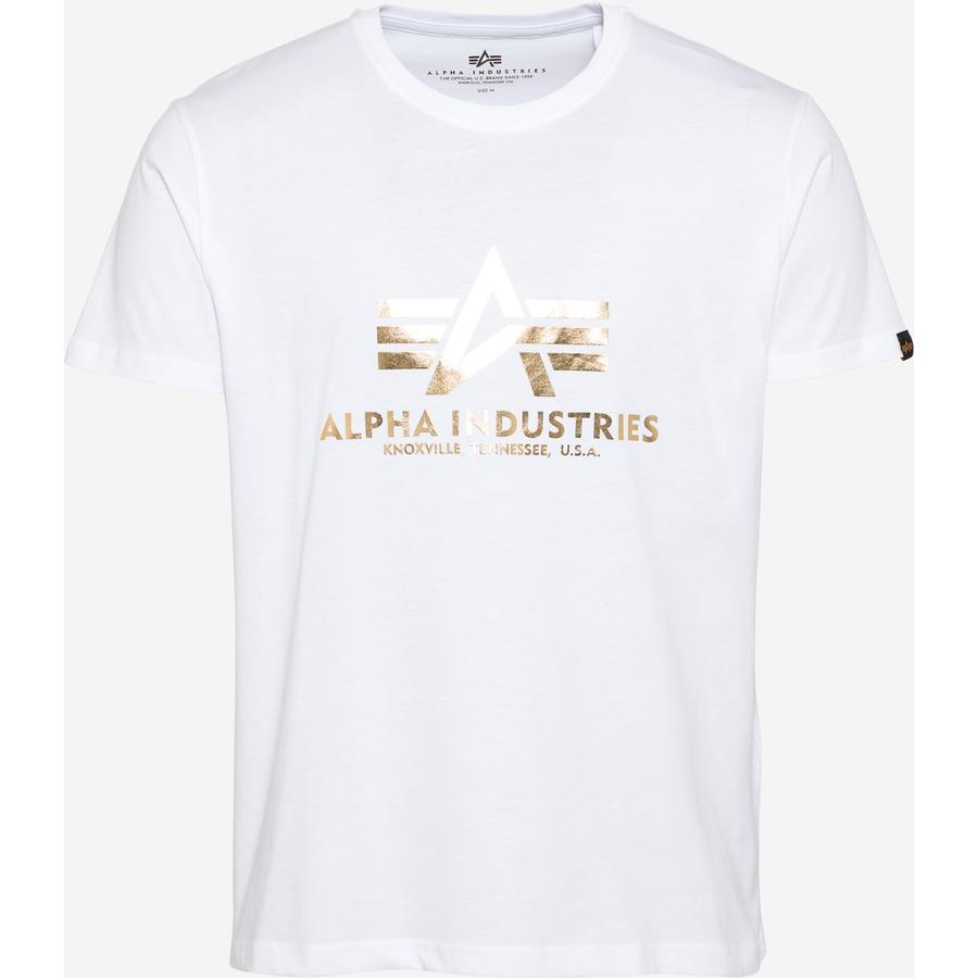 Basic T Foil Print - white/yellow gold