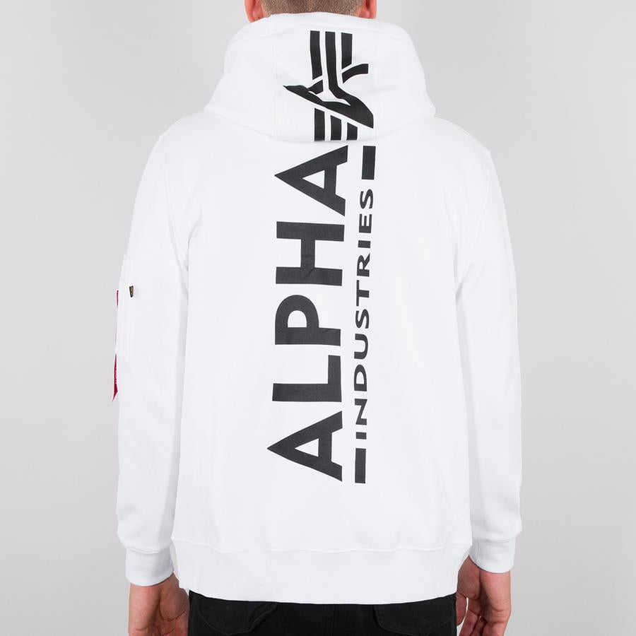 Back Print Zip Hoody - white