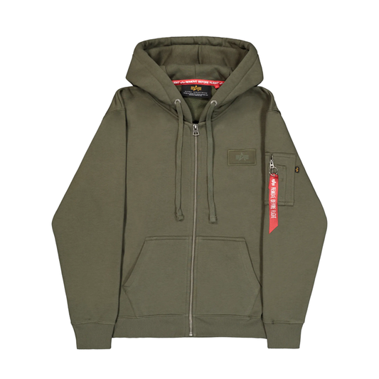 Back Print Zip Hoodie - dark olive