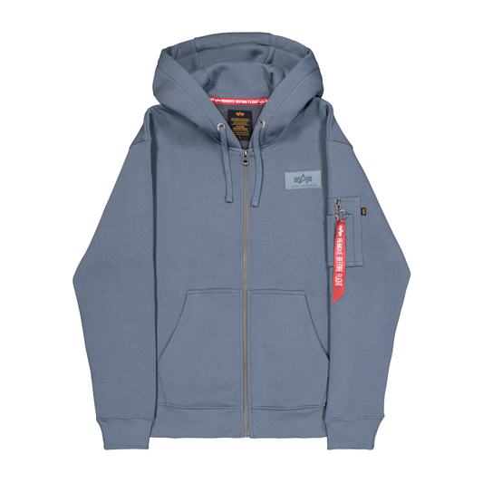 Back Print Zip Hoody - denim blue