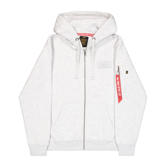 Back Print Zip Hoody - pastel grey melange