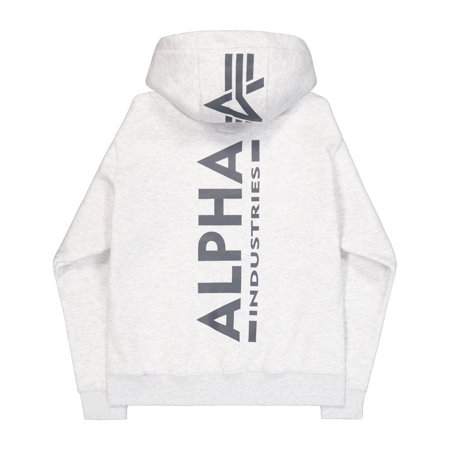 Back Print Zip Hoody - pastel grey melange