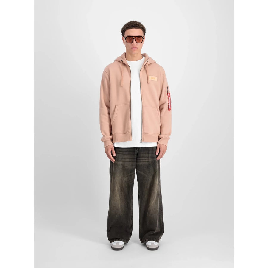 Back Print Zip Hoodie - dusty coral
