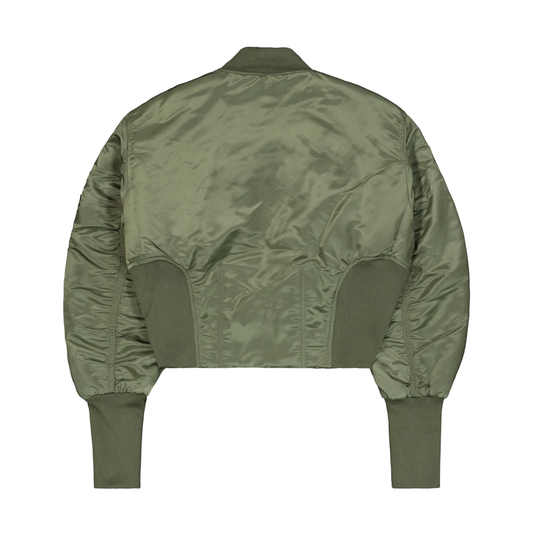 Waisted MA-1 Bomber Jacket Women - sage-green