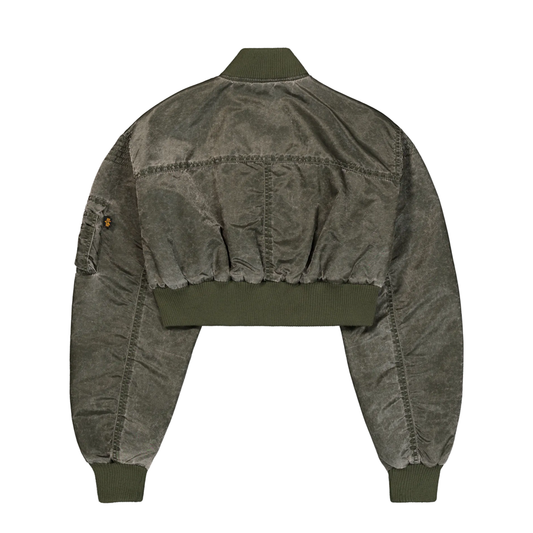 MA-1 Vintage Cropped Light Bomber Jacket Women - dark olive