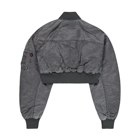 MA-1 Vintage Cropped Light Bomber Jacket Women - vingate grey