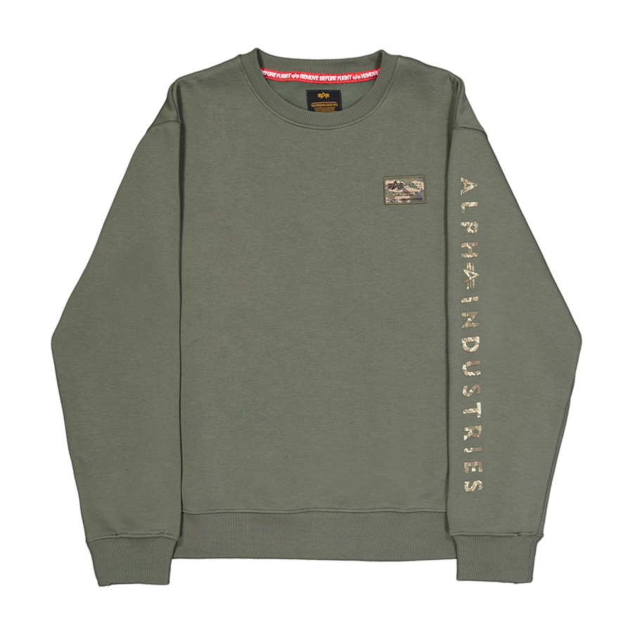 Camo Sleeve Crewneck - dark olive