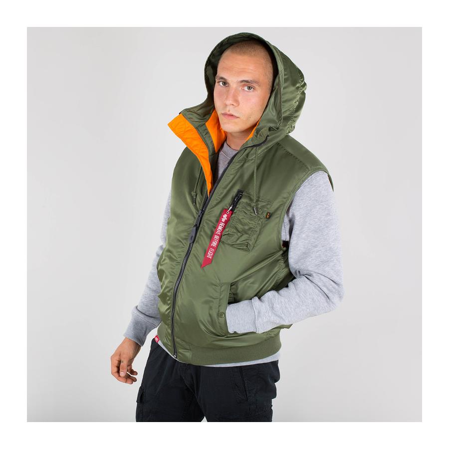 Hooded MA-1 Vest - sage green