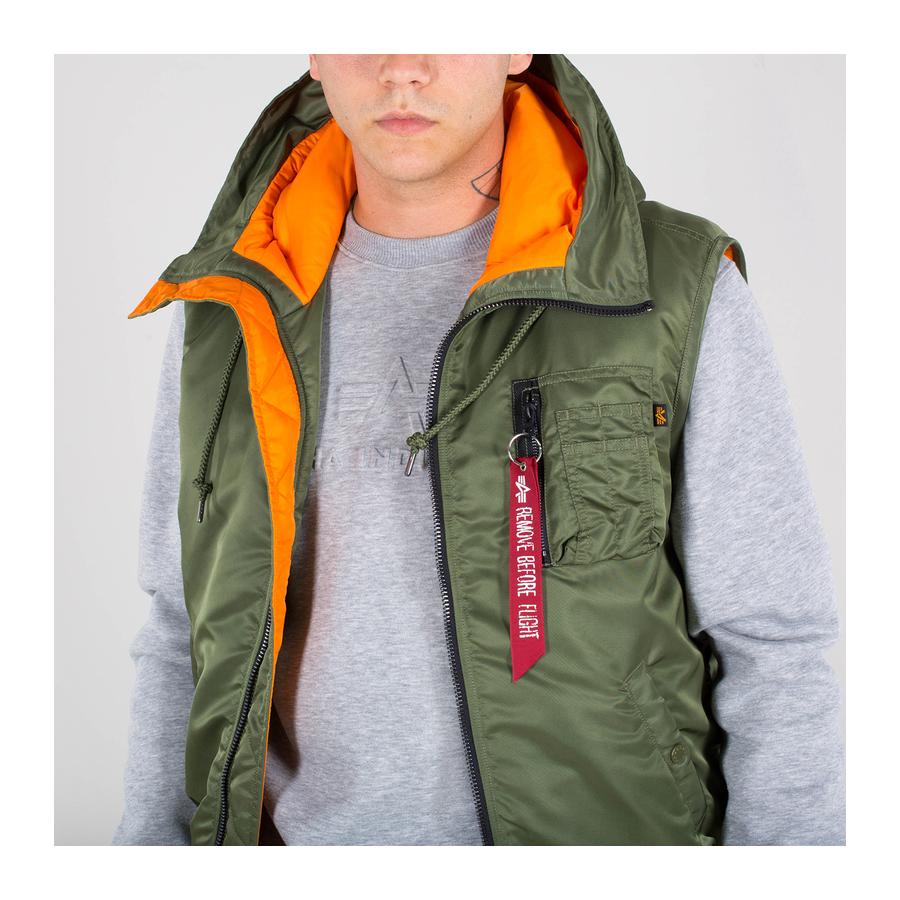 Hooded MA-1 Vest - sage green