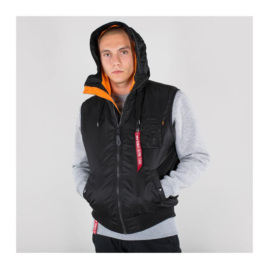 Hooded MA-1 Vest - black