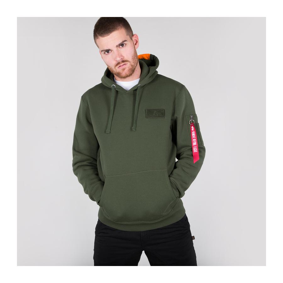 Red Stripe Hoody - dark green
