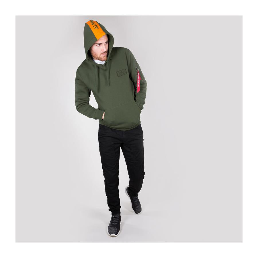Red Stripe Hoody - dark green