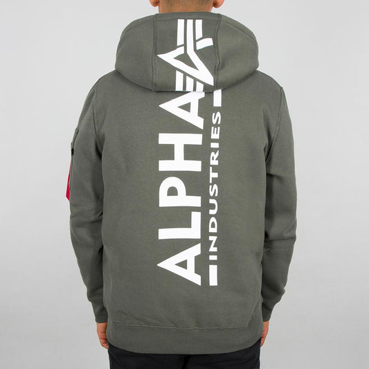 Back Print Hoody - dark olive