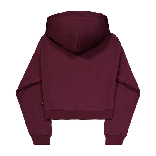 Basic Big Logo Puff Print Hoodie Women - dark cherry