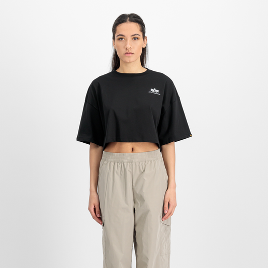 Basic Small Logo Cropped PP T-Shirt Women - black