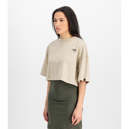 Basic Small Logo Cropped PP T-Shirt Women - organic beige