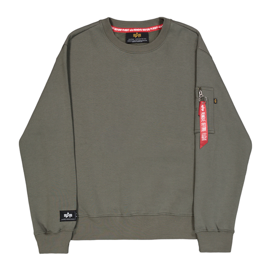 Label Sweashirt Backprint - dark olive