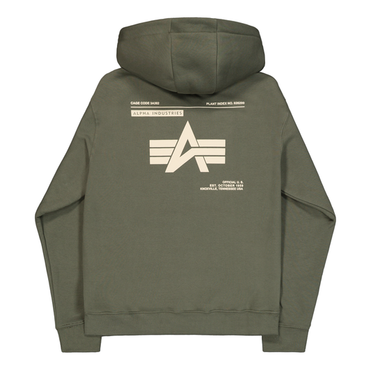 Label Backprint Hoodie - dark olive