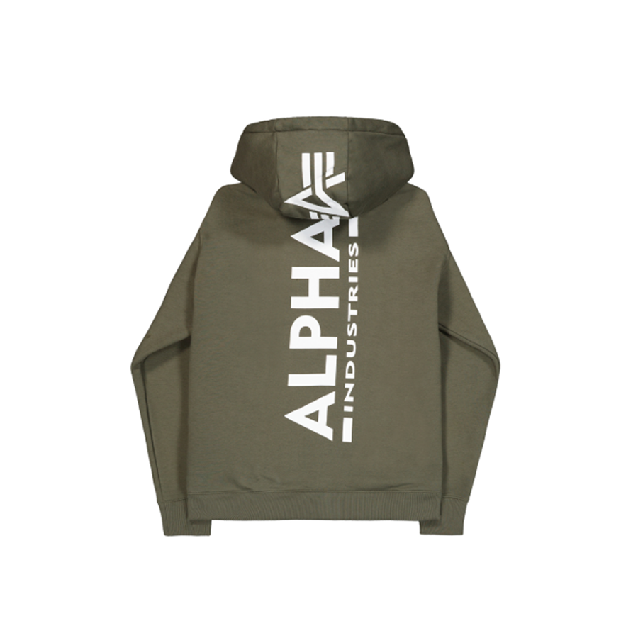 Back Print Zip Hoodie - dark olive