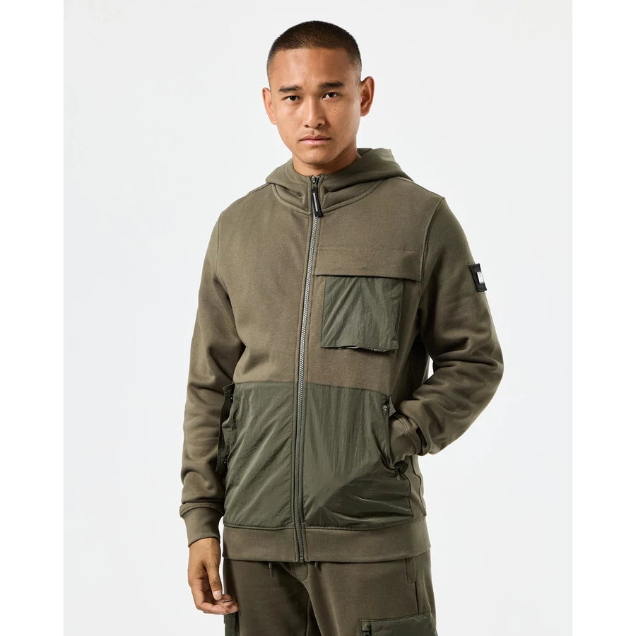 Daponte Zip Through Hoodie - castle green