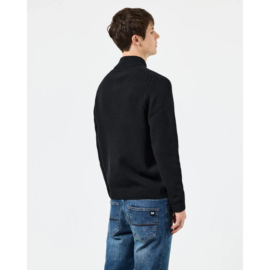 Castillos Knitted Wool Quarter Neck Sweater - black
