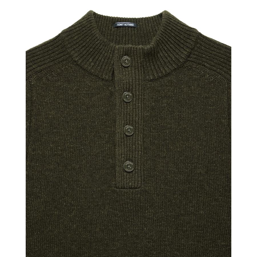 Castillos Knitted Wool Quarter Neck Sweater - castle green