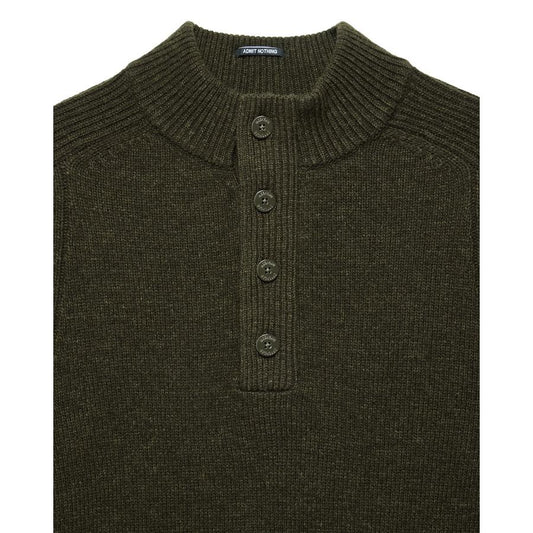 Castillos Knitted Wool Quarter Neck Sweater - castle green