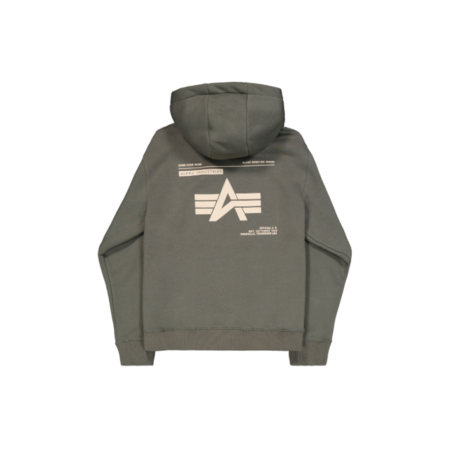 Label Backprint Hoodie - dark olive