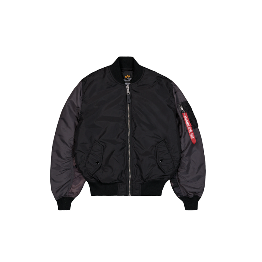 MA-1 Camo Back Embroidery Bomber Jacket - black
