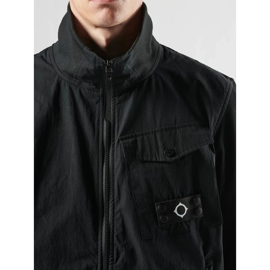 Full Zip Mixed Media Sweat - jet black