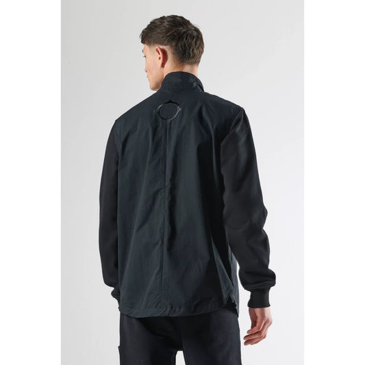 Mixed Media Funnel Shirt - Jet Black