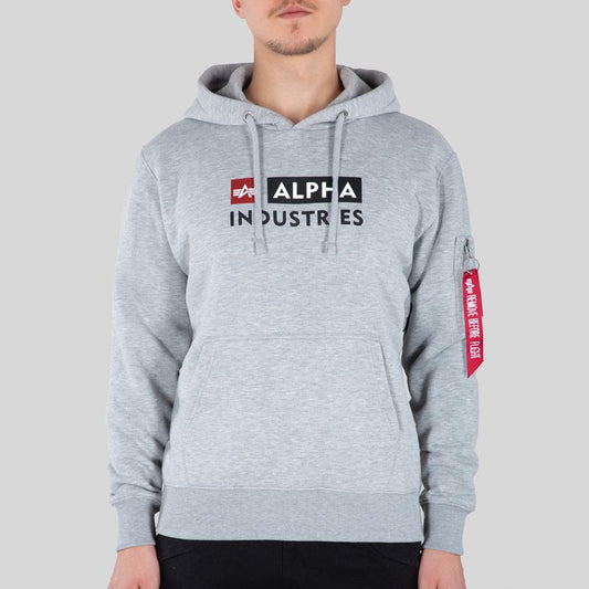 Alpha Block-Logo Hoody - greyheather