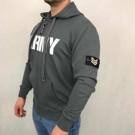 Army Zip Hoody - steel grey