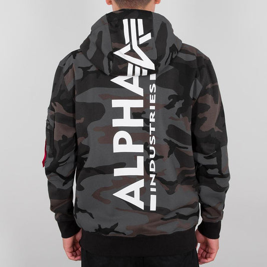 Back Print Hoody Camo - black camo