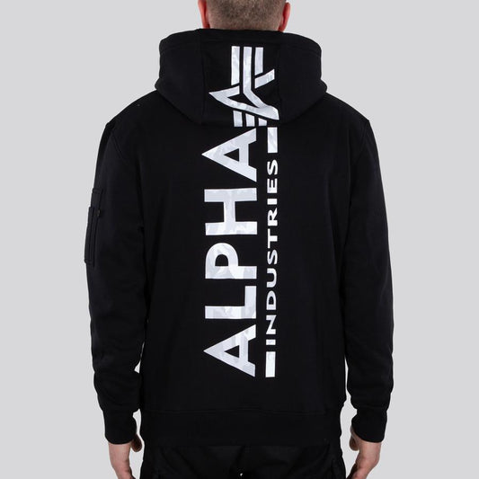Back Print Hoody Camo Print - black/white camo