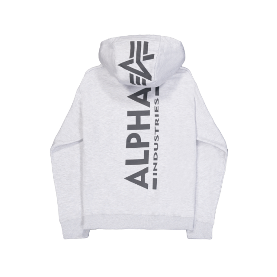 Back Print Zip Hoody - pastel grey melange