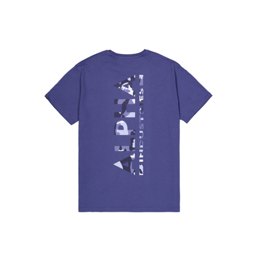 Backprint Camo Print T-Shirt - night purple