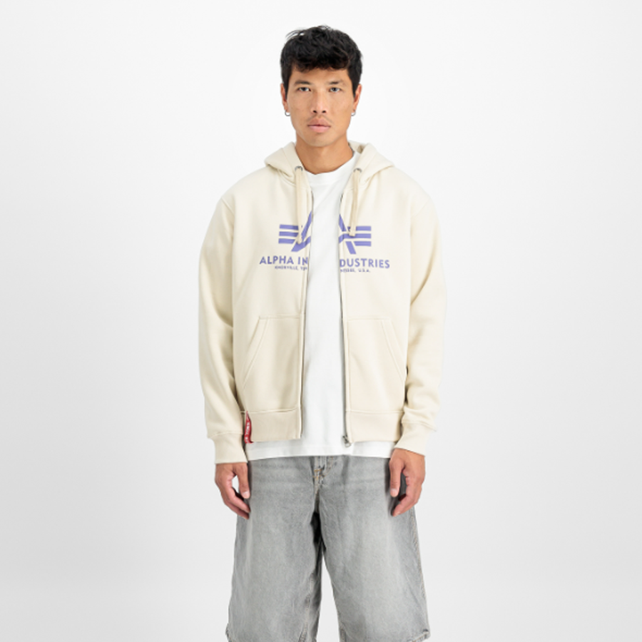 Basic Zip Hoodie - vintage white