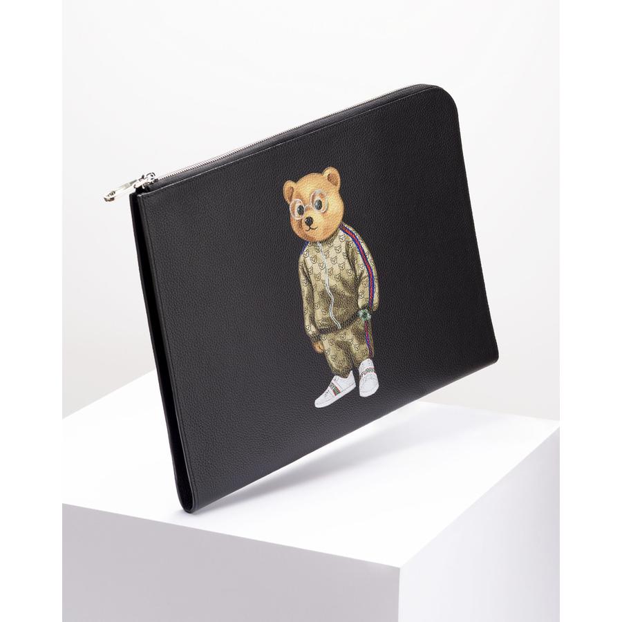 Leather Laptop Clutch Filou V. - Black