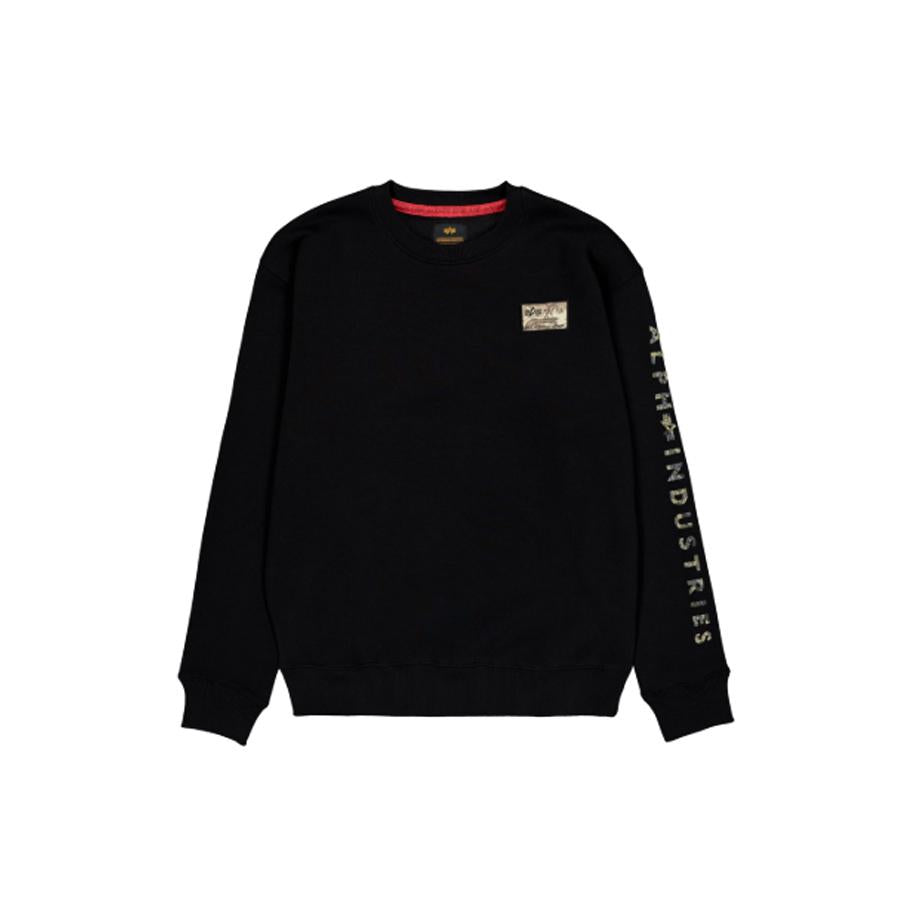 Camo Sleeve Crewneck - black