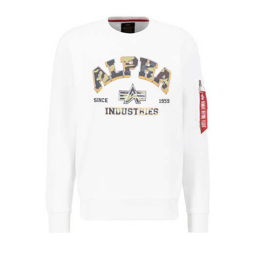 College Camo Sweater - white