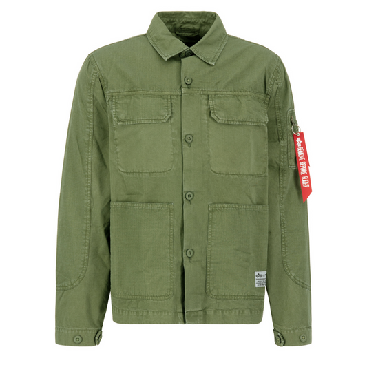 Color Block Overshirt - dark olive