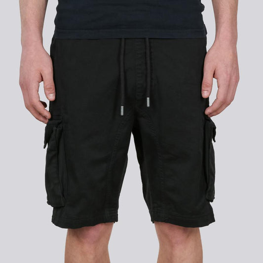 Cotton Twill Jogger Short - black