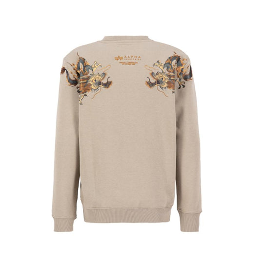 Dragon Embroidery Sweater - vintage sand