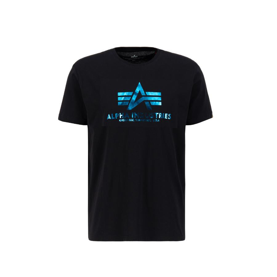 Basic T-Shirt Foil Print - black/blue