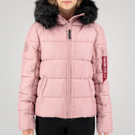 Hooded Puffer Alpha Woman - silver pink