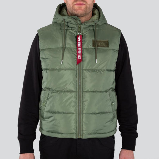 Hooded Puffer Vest FD - sage green