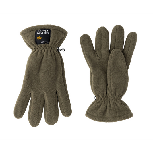 Label Fleece Gloves - dark olive