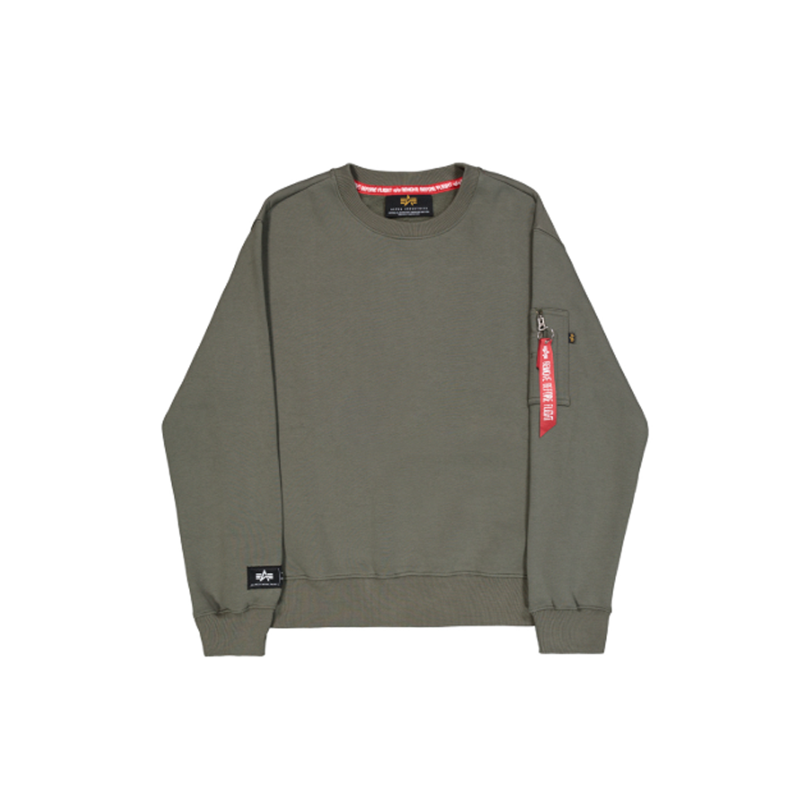 Label Sweashirt Backprint - dark olive